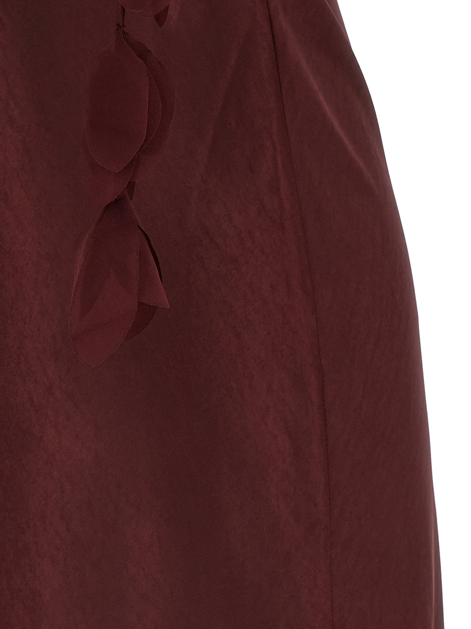 Self-Portrait Self-Portrait Burgundy Satin Flower Midi Dress