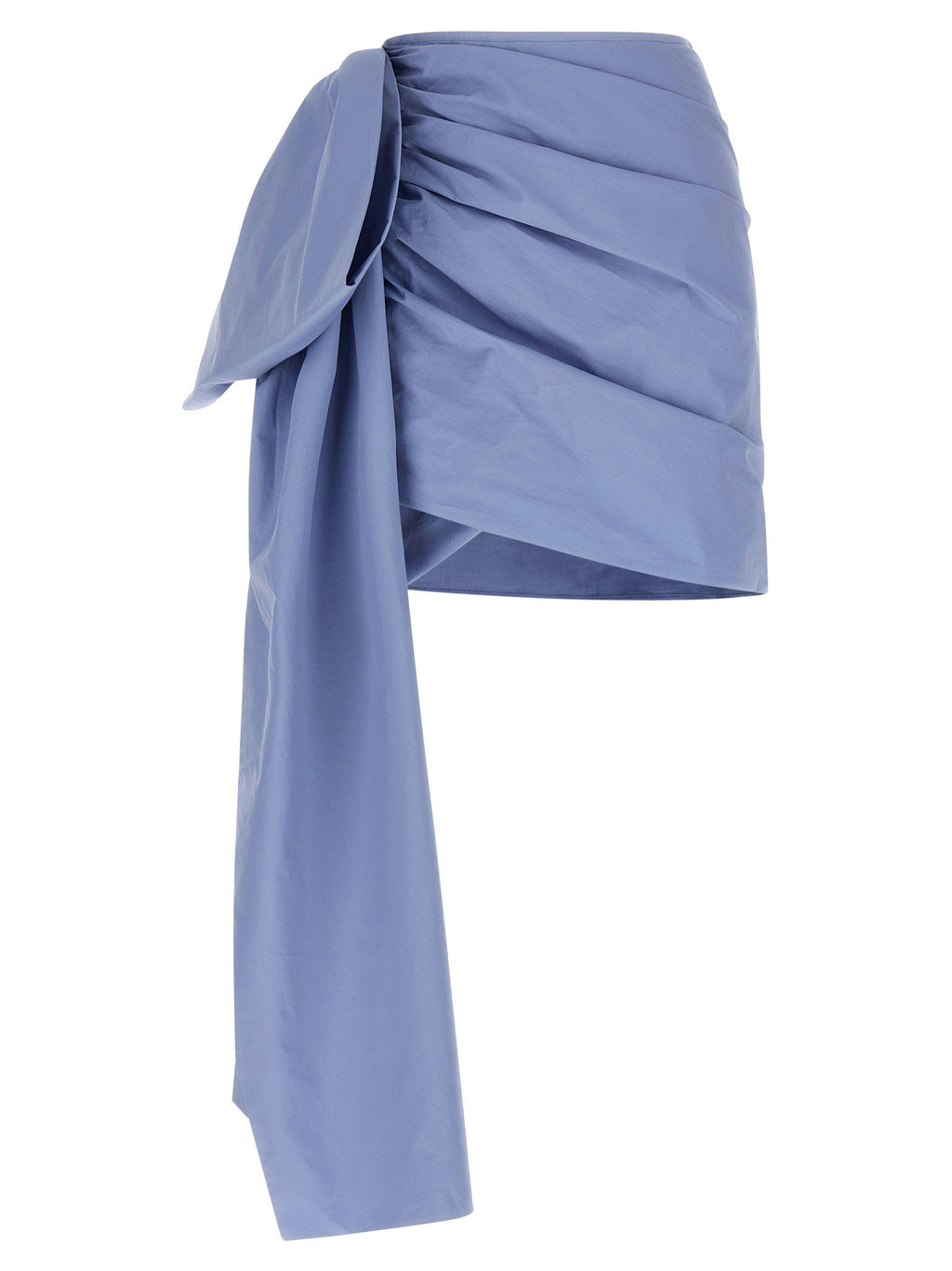 Self-Portrait Self-Portrait Blue Cotton Tie Side Mini Skirt