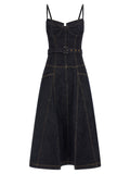 Self-Portrait Self-Portrait Indigo Denim Flared Midi Dress