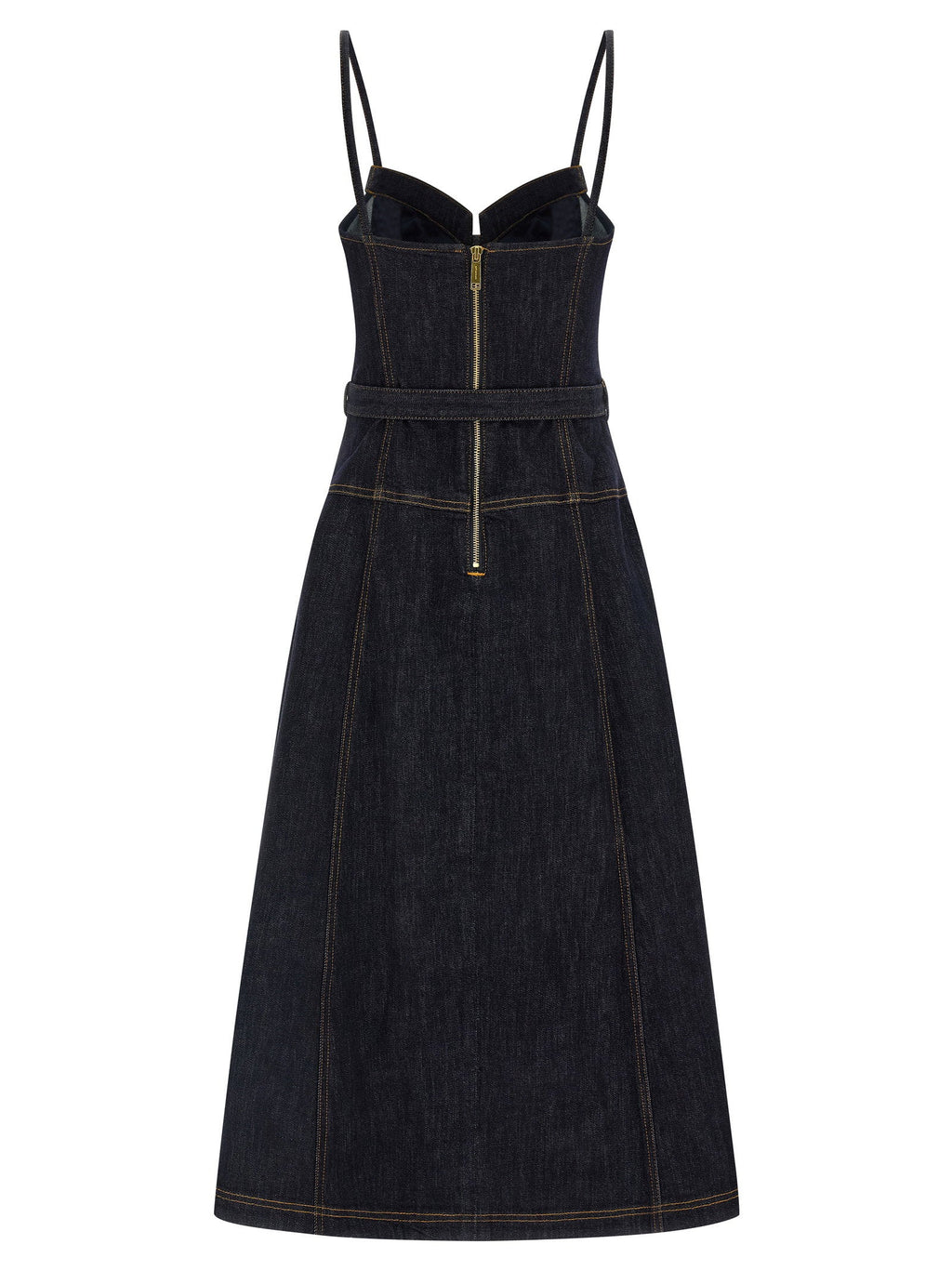 Self-Portrait Self-Portrait Indigo Denim Flared Midi Dress