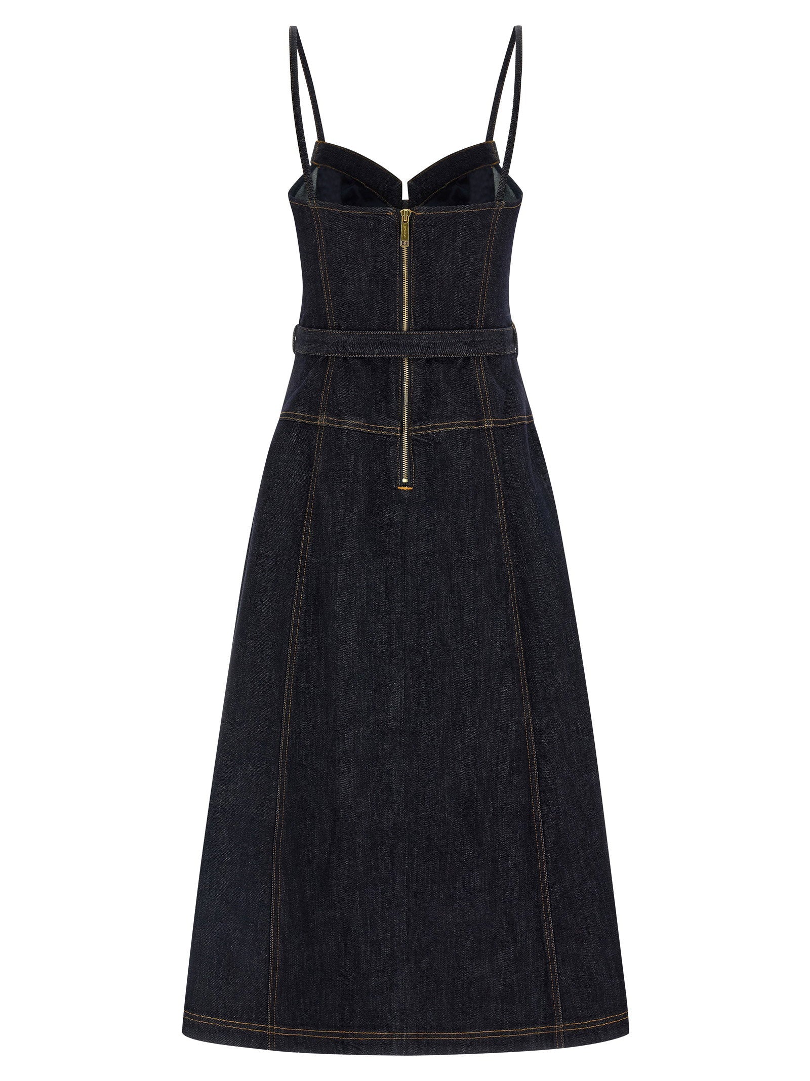 Self-Portrait Self-Portrait Indigo Denim Flared Midi Dress
