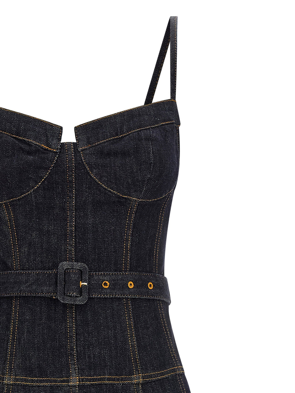 Self-Portrait Self-Portrait Indigo Denim Flared Midi Dress
