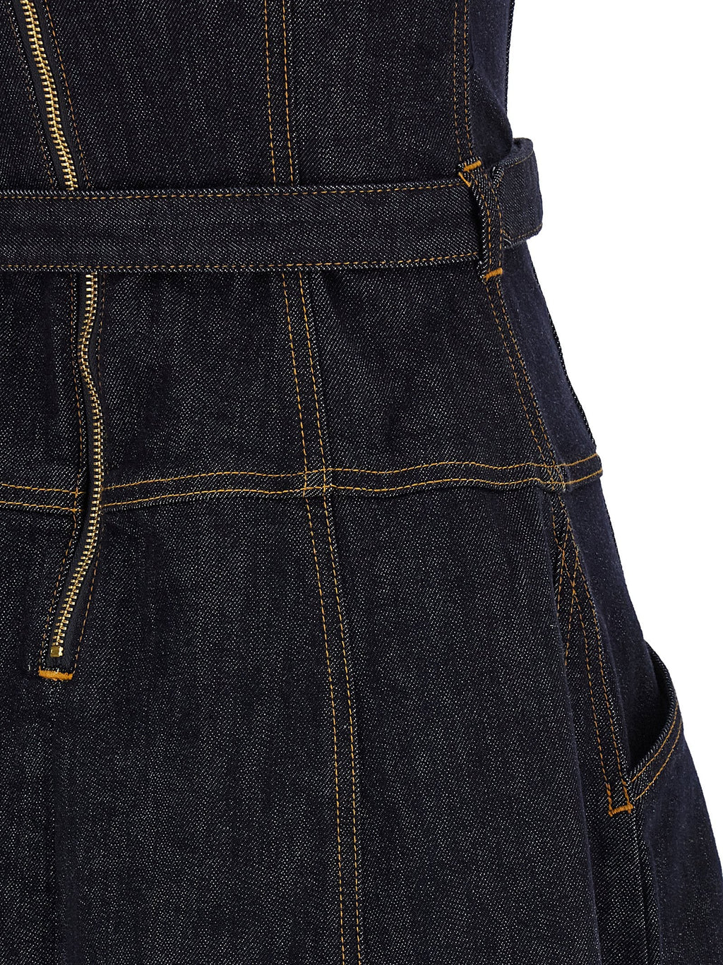 Self-Portrait Self-Portrait Indigo Denim Flared Midi Dress