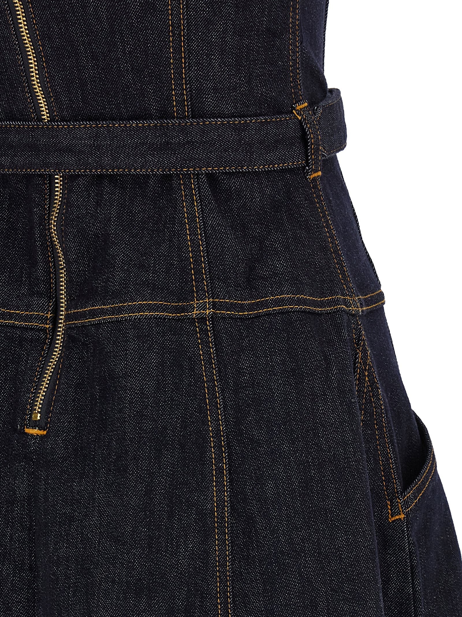 Self-Portrait Self-Portrait Indigo Denim Flared Midi Dress