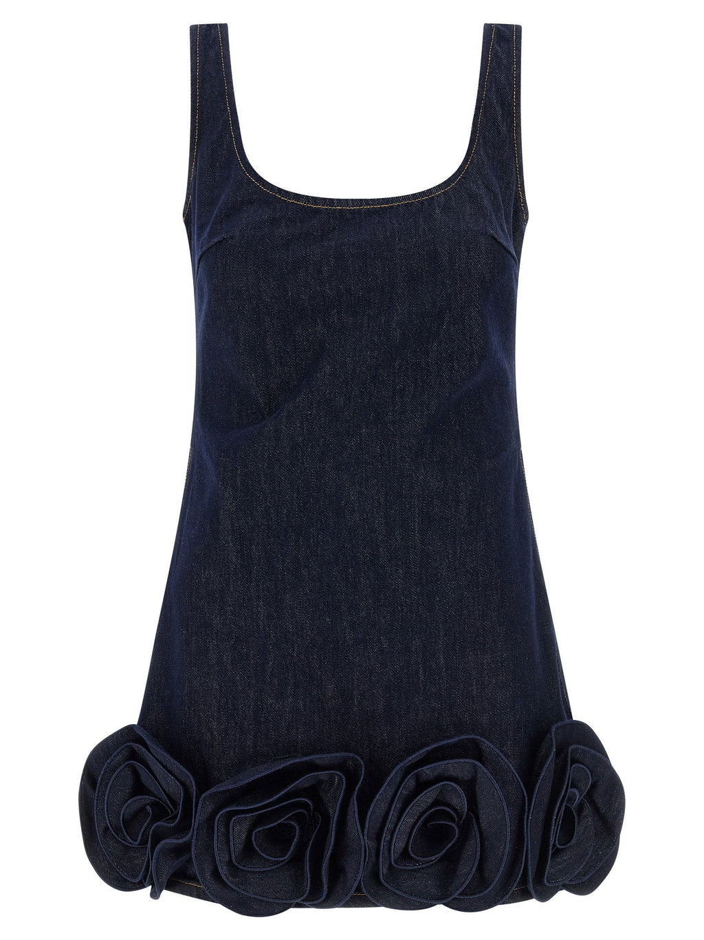 Self-Portrait Self-Portrait Indigo Denim 3d Flower Mini Dress