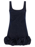 Self-Portrait Self-Portrait Indigo Denim 3d Flower Mini Dress