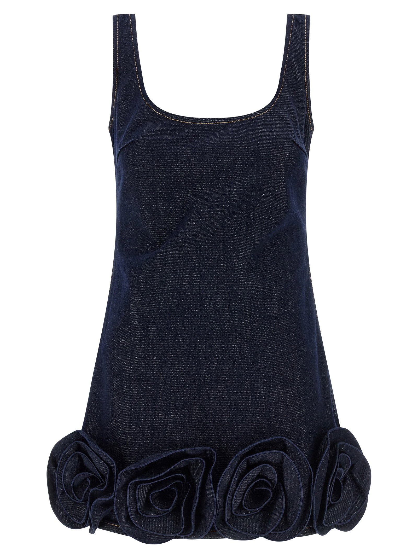 Self-Portrait Self-Portrait Indigo Denim 3d Flower Mini Dress