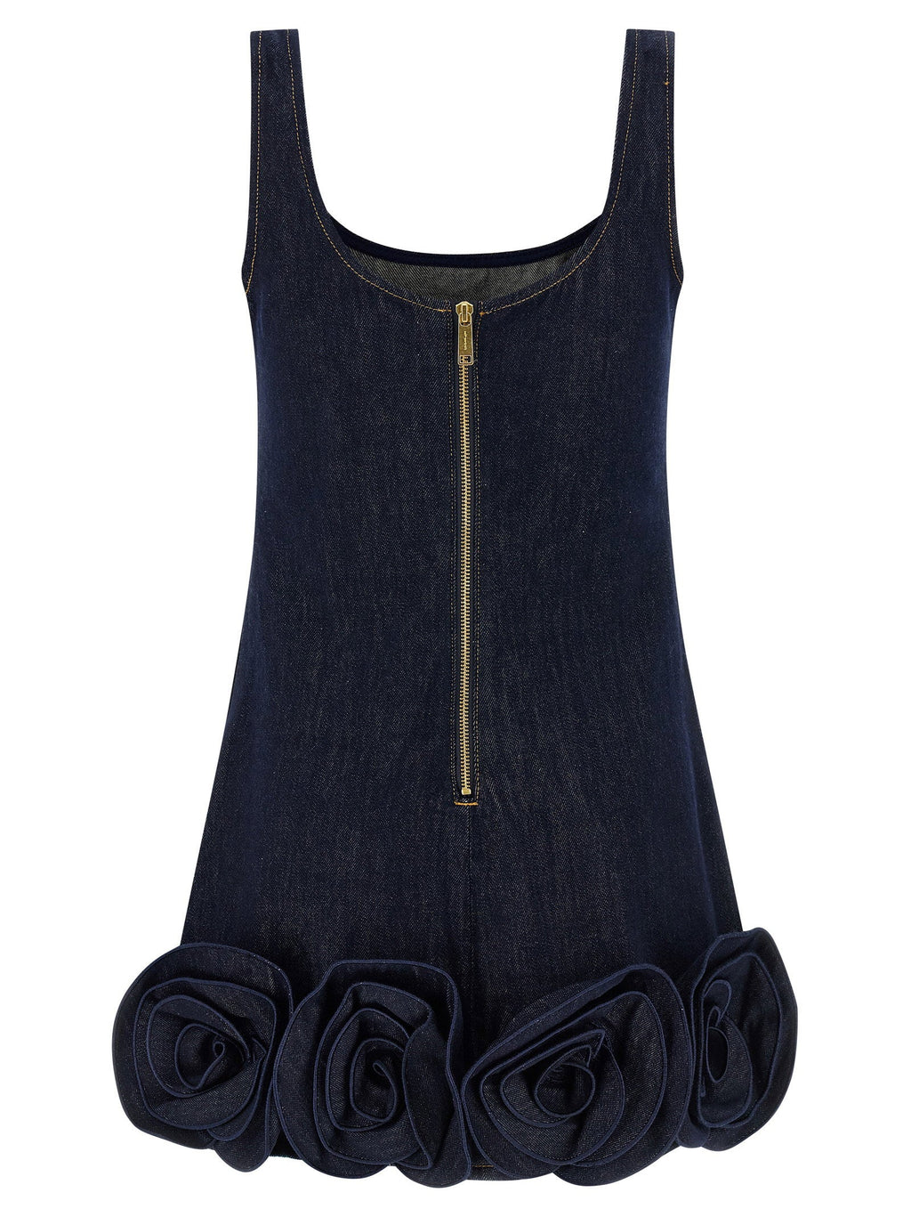 Self-Portrait Self-Portrait Indigo Denim 3d Flower Mini Dress