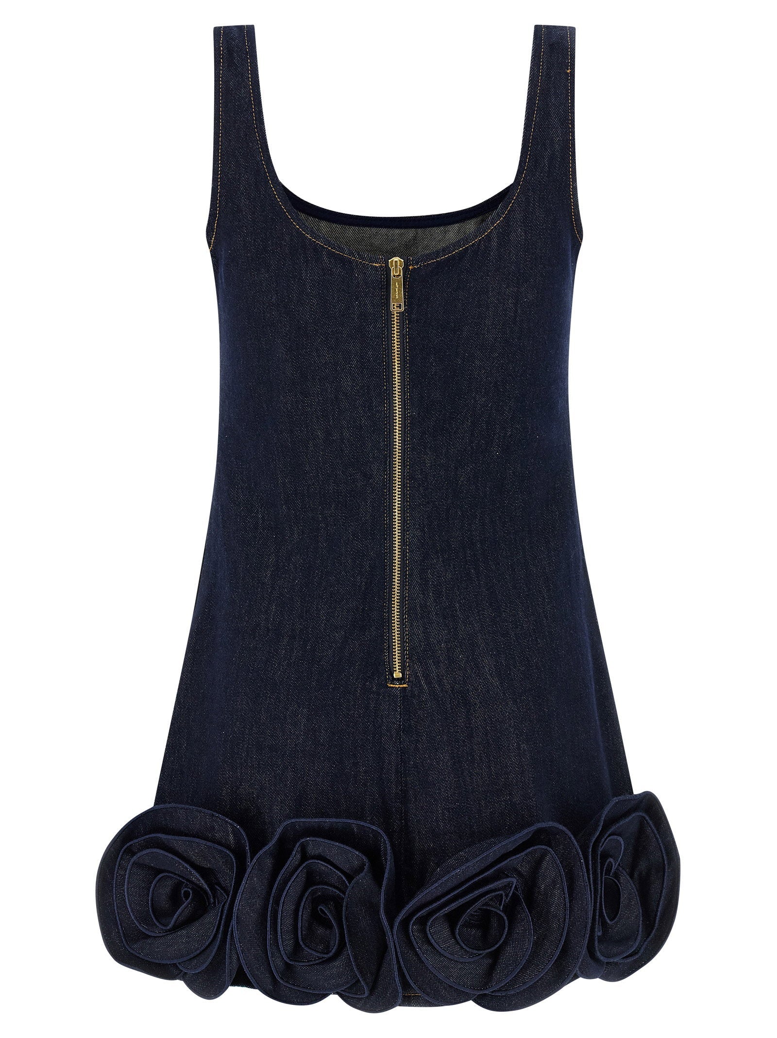 Self-Portrait Self-Portrait Indigo Denim 3d Flower Mini Dress