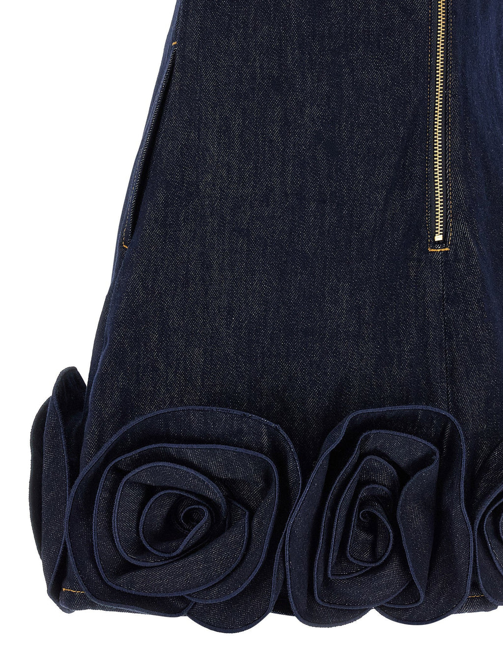 Self-Portrait Self-Portrait Indigo Denim 3d Flower Mini Dress