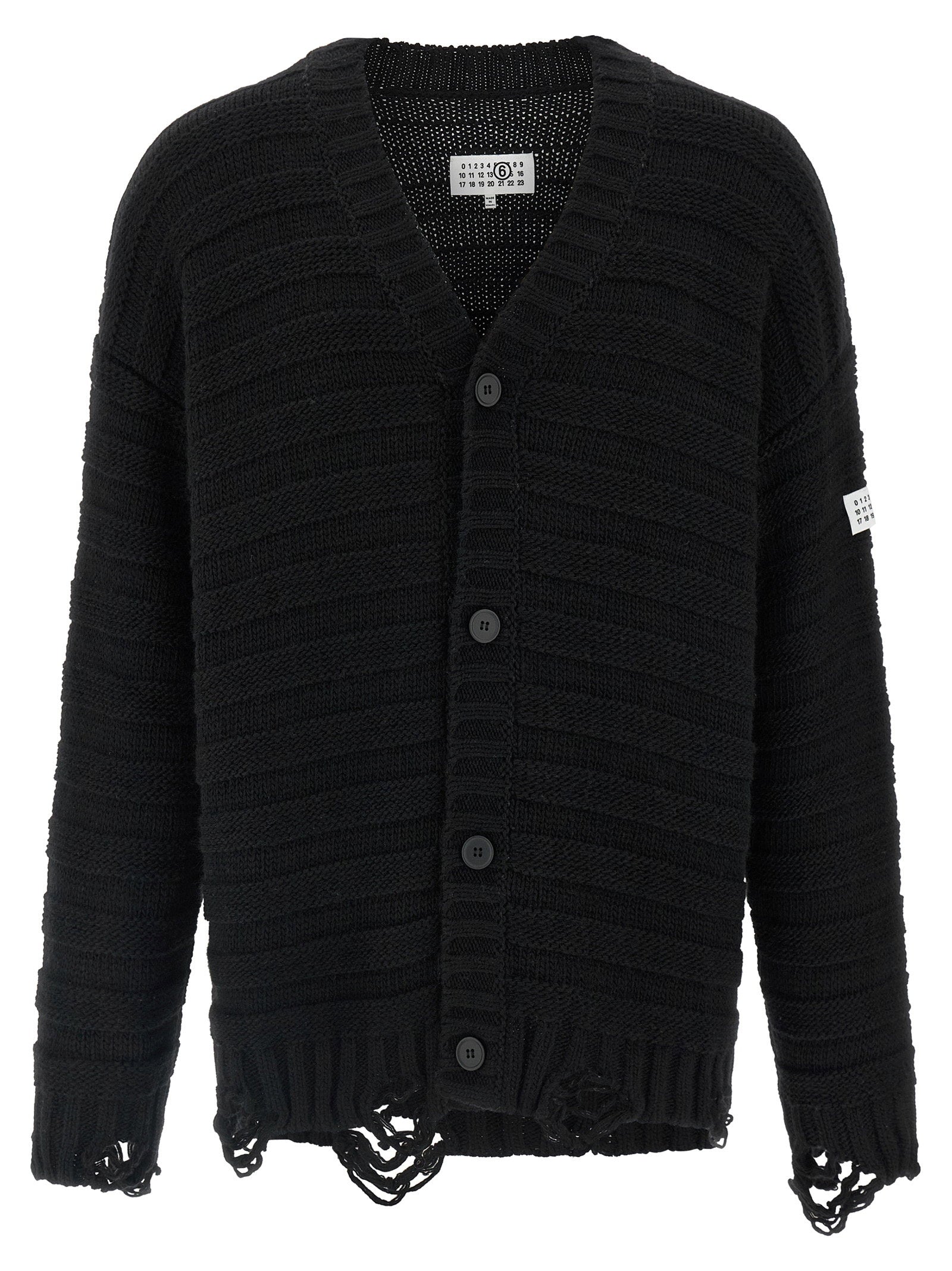 Mm6 Maison Margiela Mm6 Maison Margiela Distressed Wool Cardigan