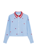 Cropped Shirt With Cut Out Hearts