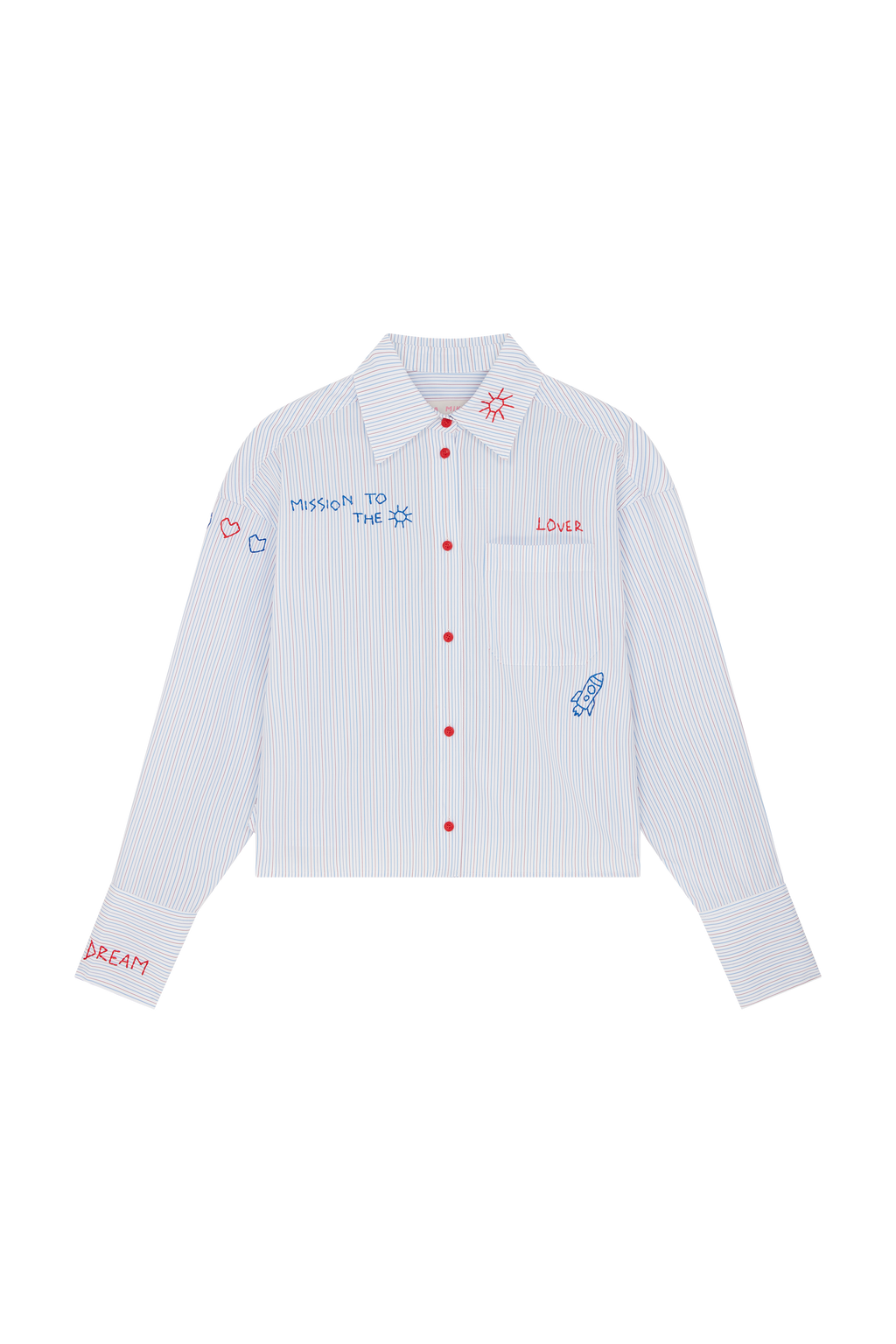 Deep Cuff Stripe Shirt With Embroidery