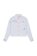 Deep Cuff Stripe Shirt With Embroidery