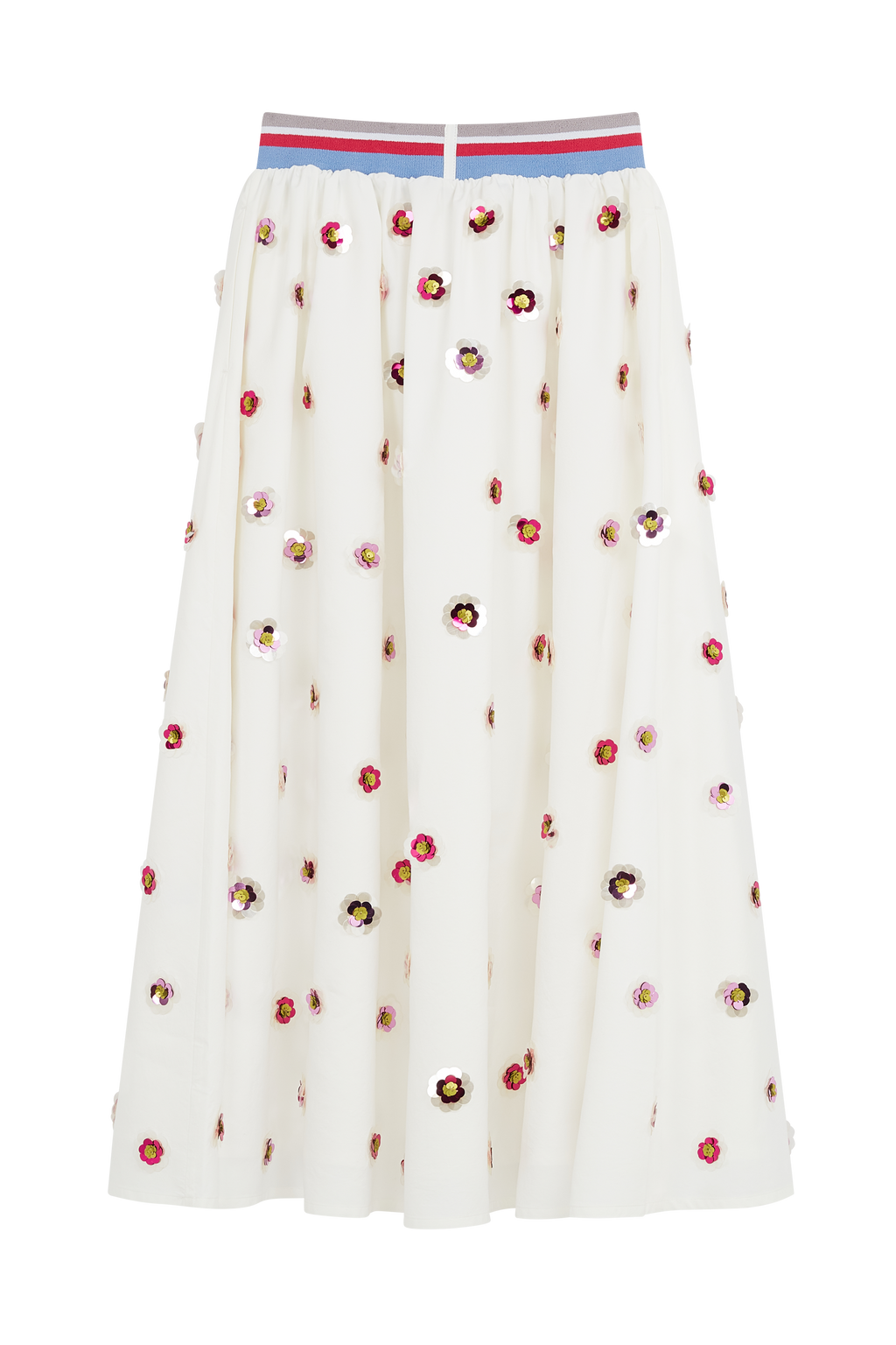 Skirt With Sequin Flower Motifs