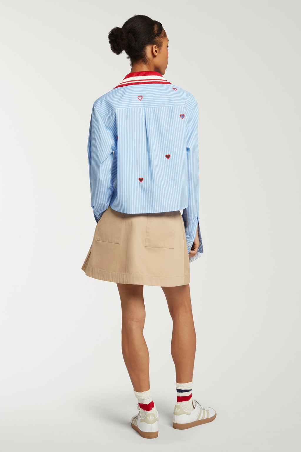 Cropped Shirt With Cut Out Hearts