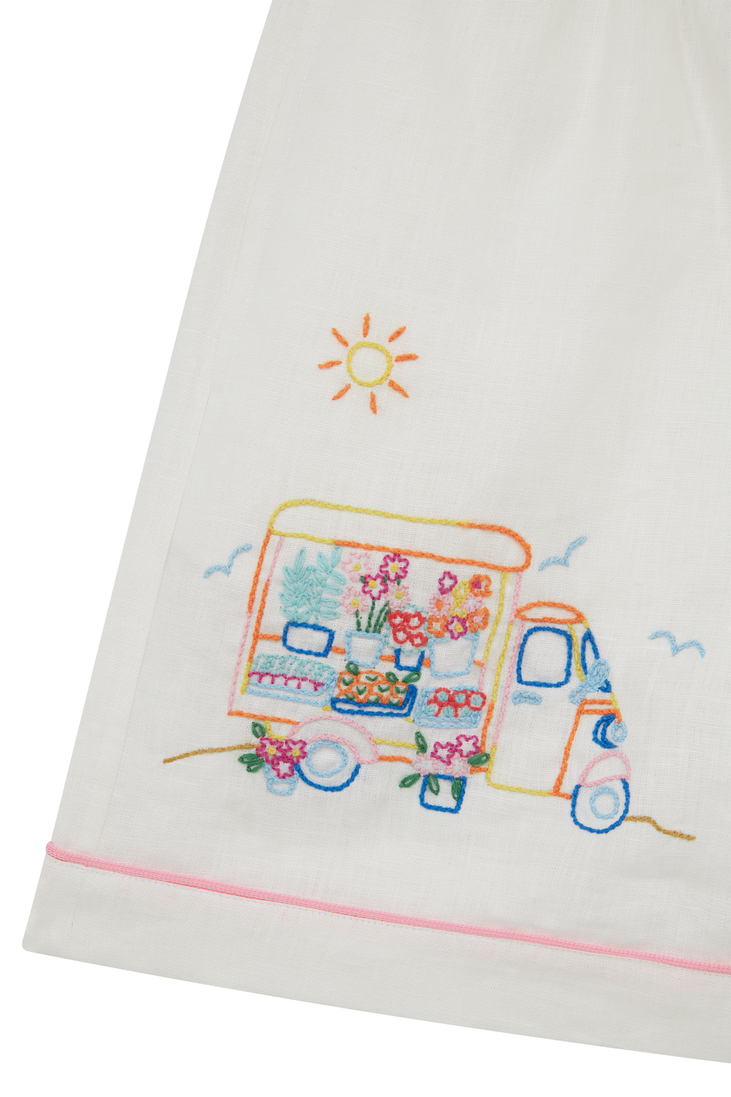 Cafe Scene Embroidered Shorts