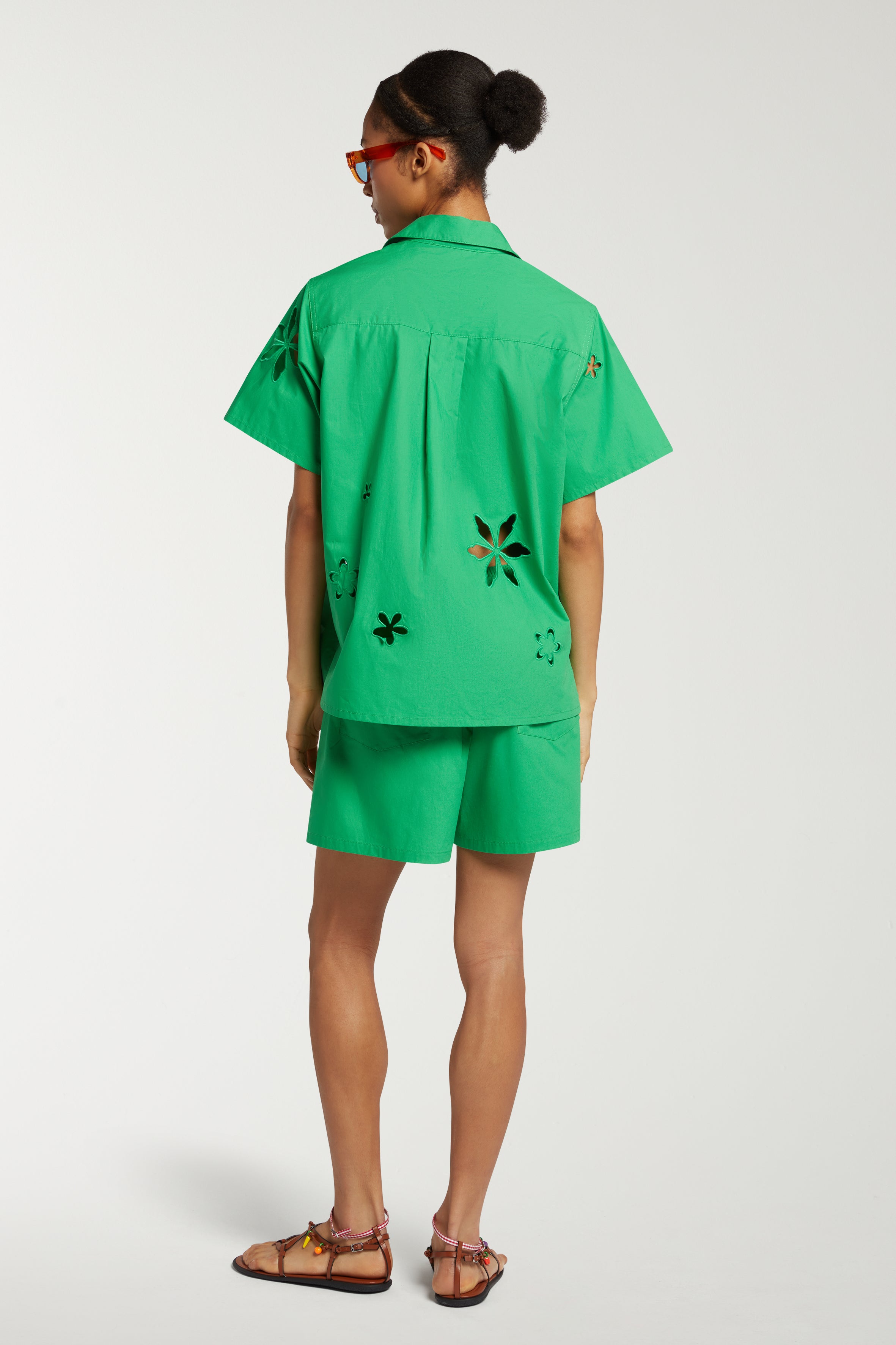 Cut Out Flowers Short Shirt
