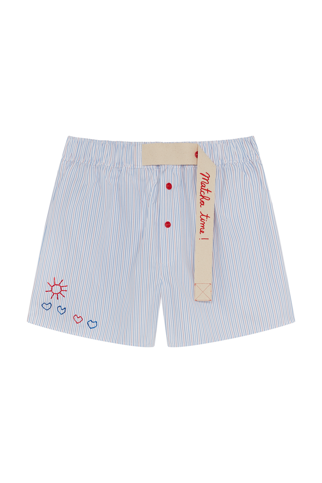 Stripe Shorts With Embroidery