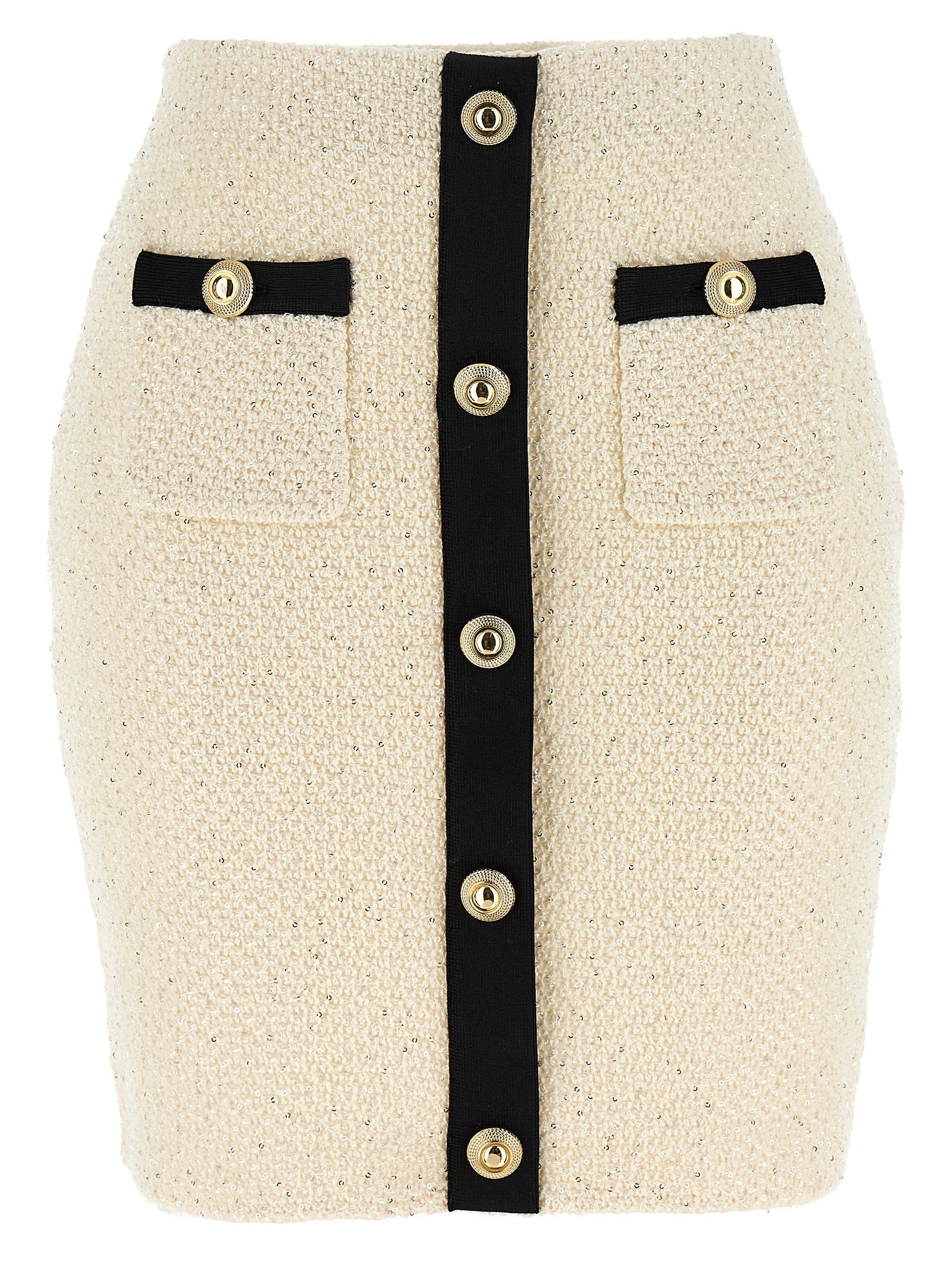 Self-Portrait Self-Portrait Cream Sequin Knit Mini Skirt