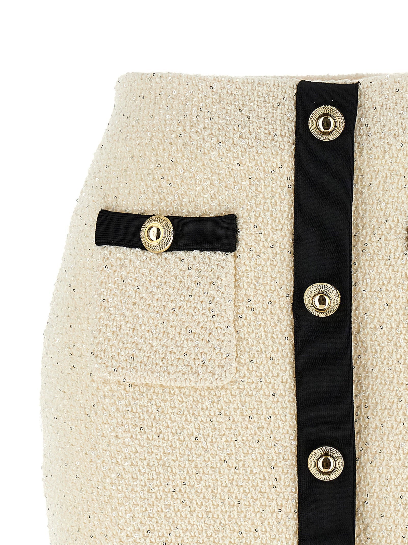 Self-Portrait Self-Portrait Cream Sequin Knit Mini Skirt