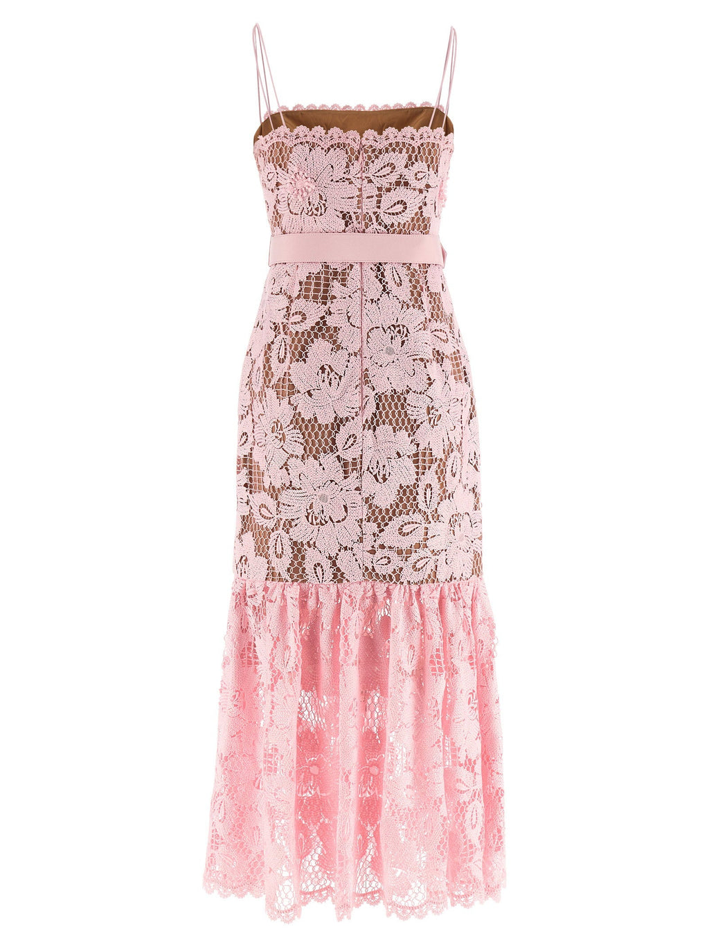 Self-Portrait Self-Portrait Pink Crochet Lace Midi Dress
