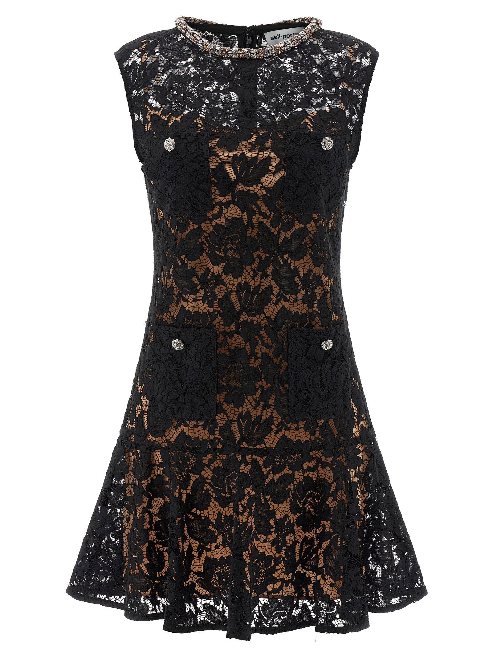 Self-Portrait Self-Portrait Black Lace Crystal Dress