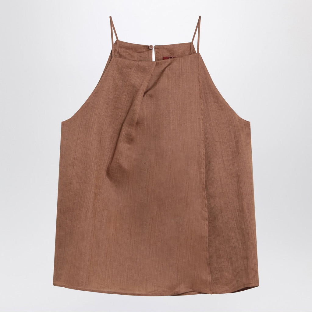 Max Mara Studio Max Mara Studio Tobacco-coloured ramie gauze top