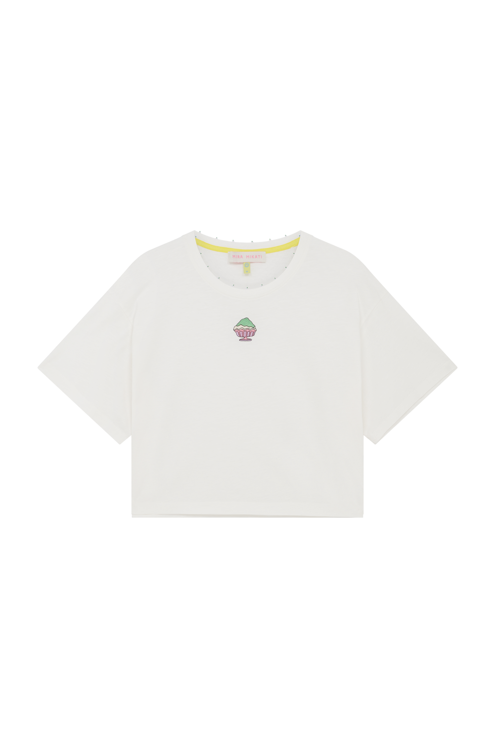 Embroidered Slouchy Tee With Beaded Neckline