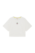 Embroidered Slouchy Tee With Beaded Neckline