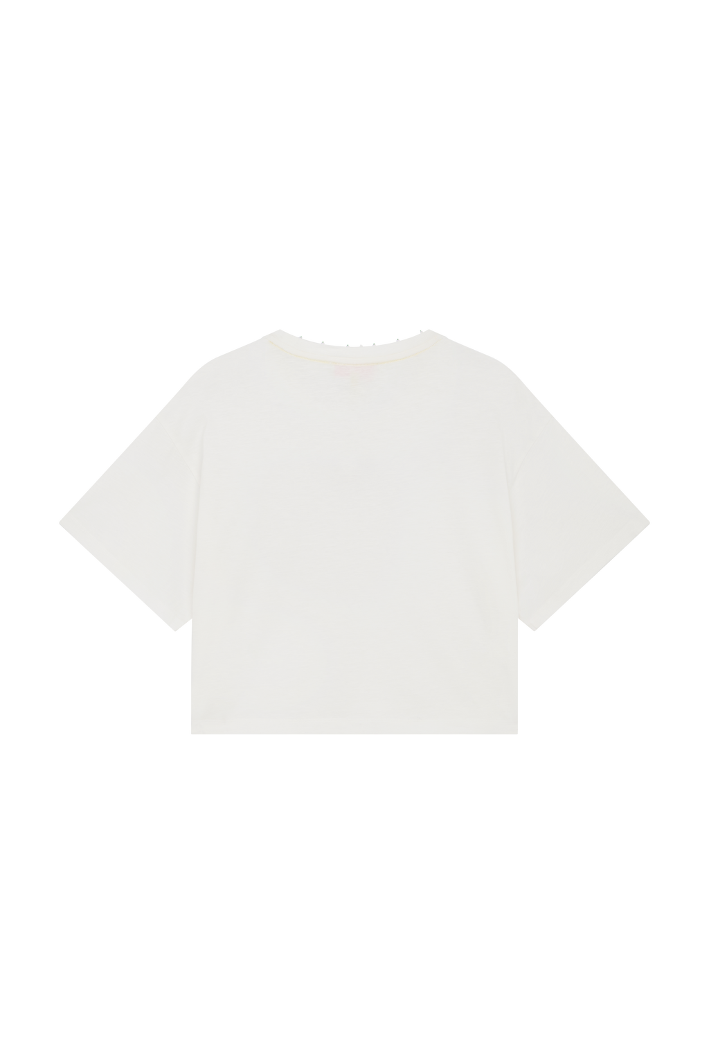 Embroidered Slouchy Tee With Beaded Neckline
