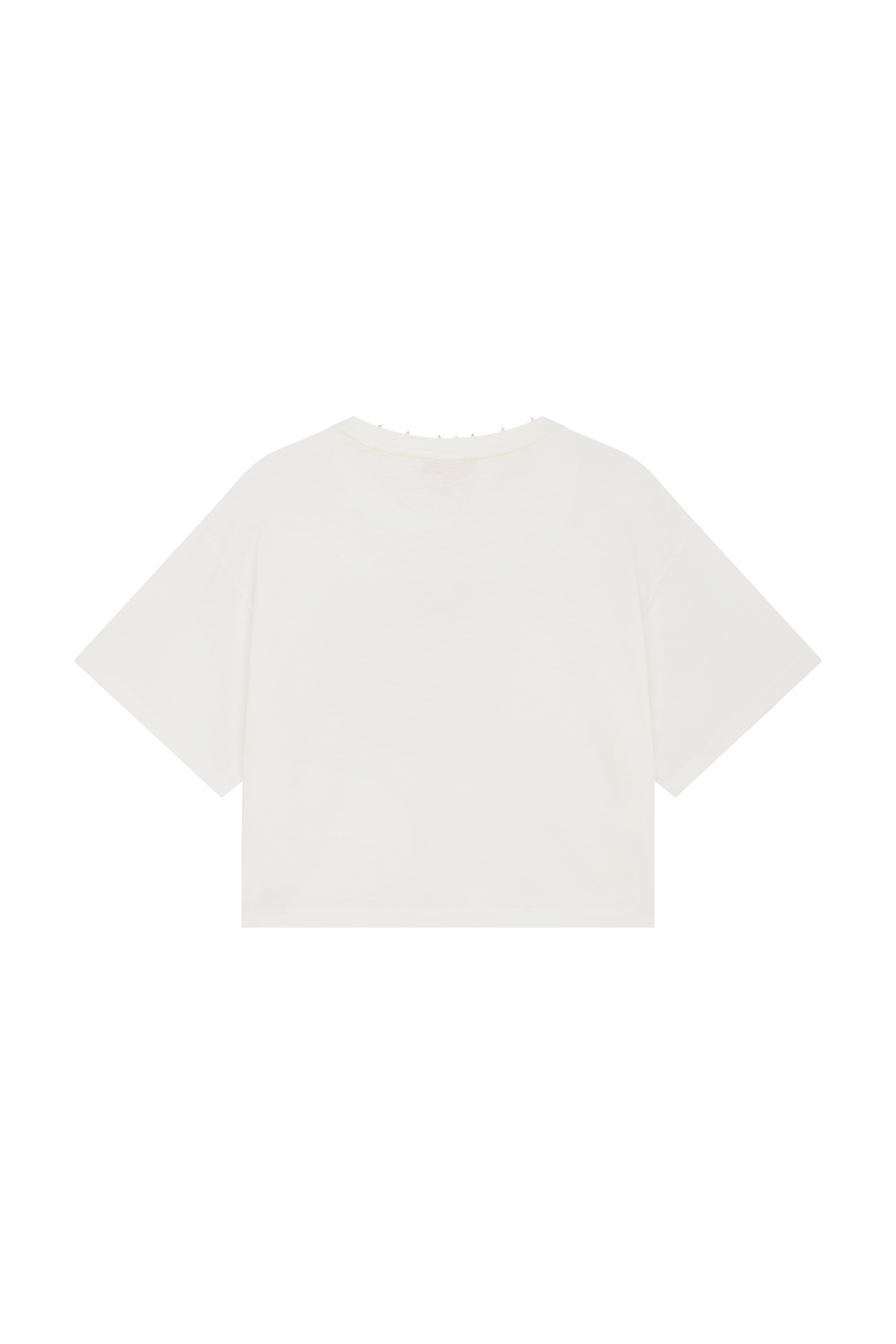 Embroidered Slouchy Tee With Beaded Neckline