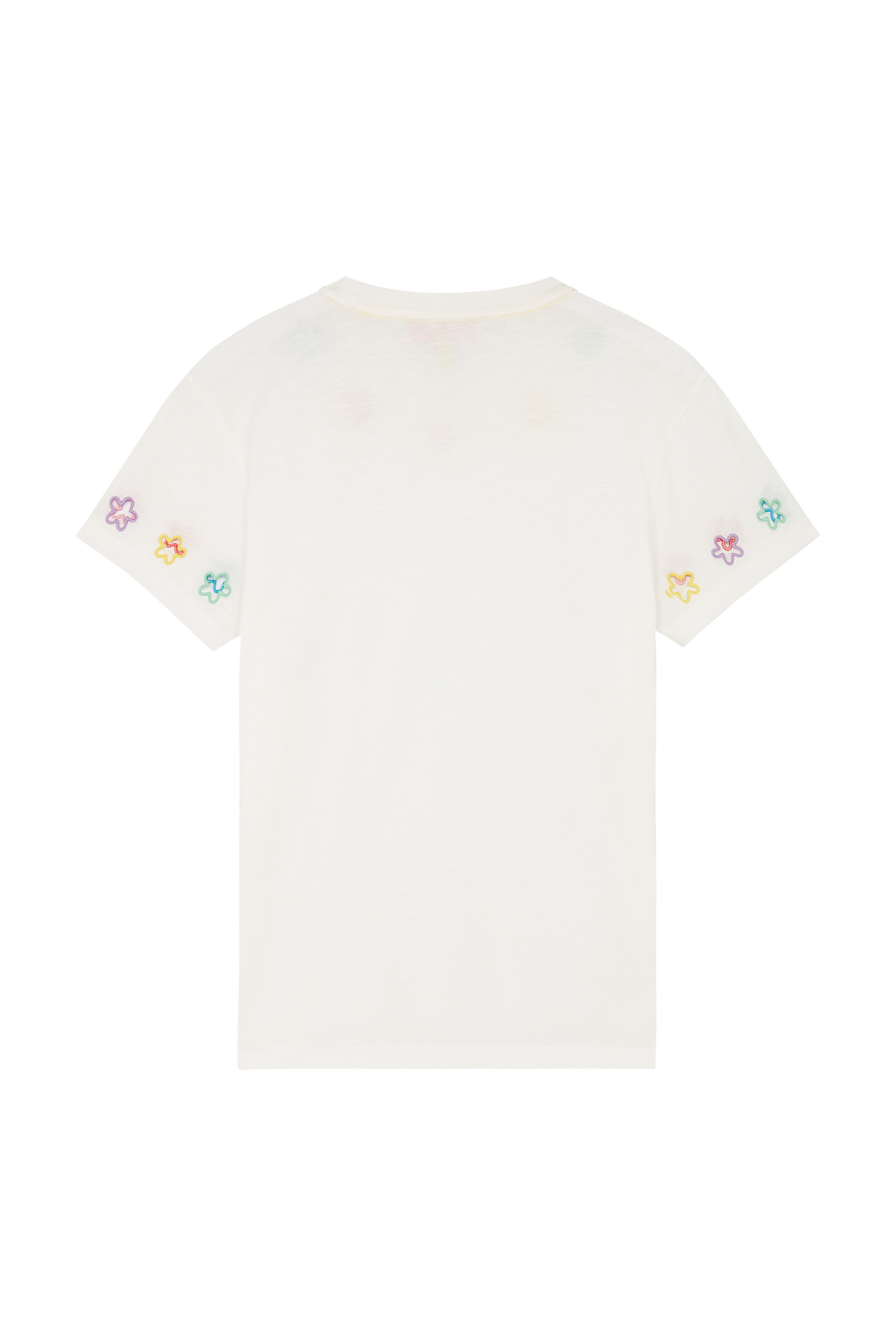 Embroidered Cut out Flower Neckline T-shirt