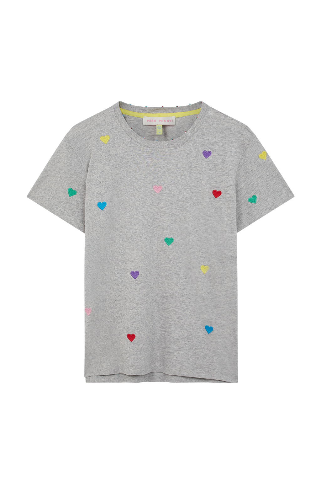 Embroidered Heart T-shirt With Beaded Neckline