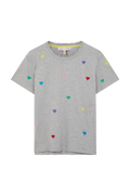 Embroidered Heart T-shirt With Beaded Neckline