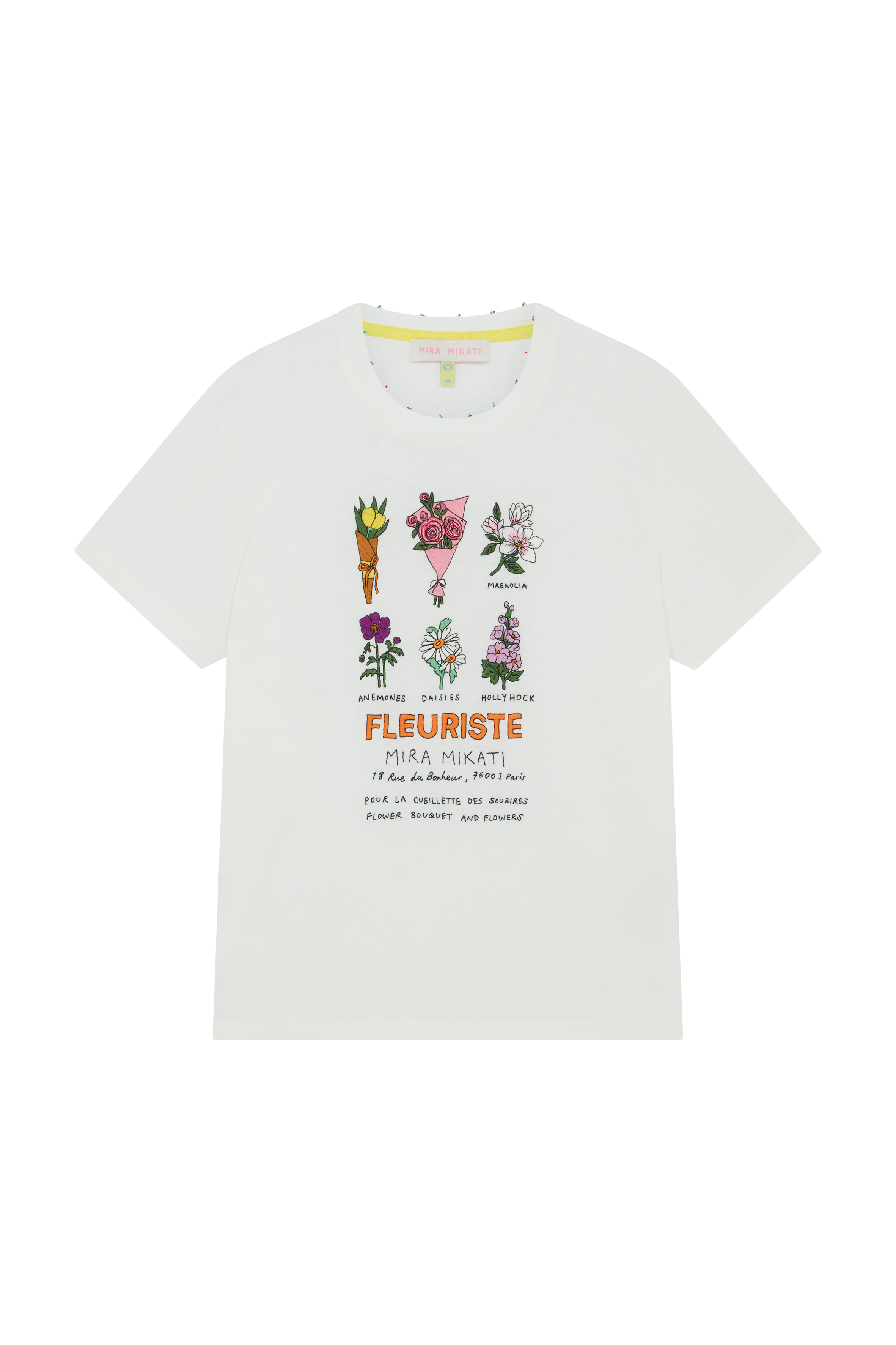 Slub Tee With Flower Embroidery