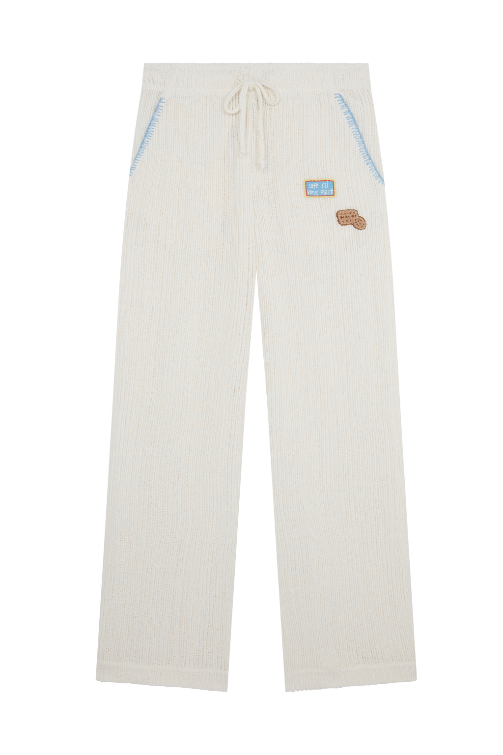 Crochet Trousers With Embroidered Patches