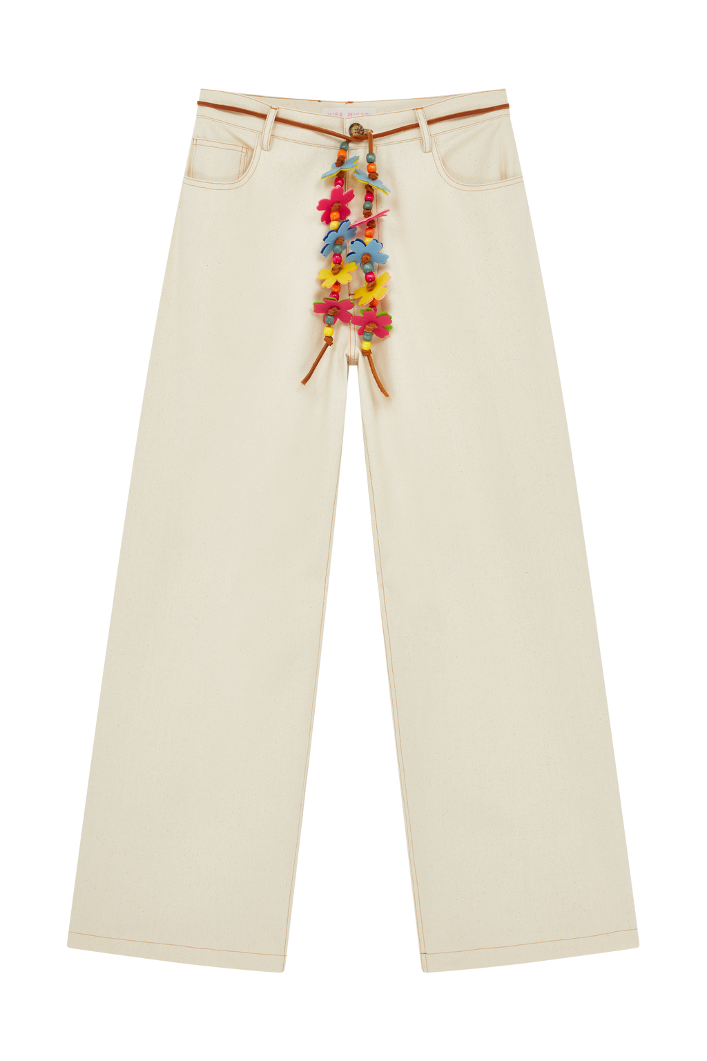 Relaxed Trouser With Flower Belt