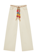 Relaxed Trouser With Flower Belt