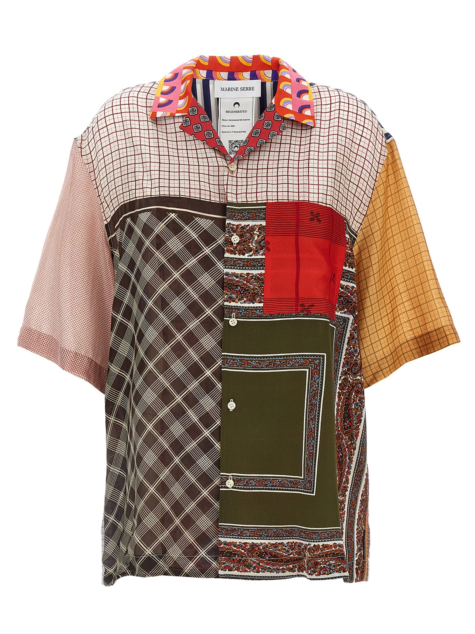 Marine Serre Marine Serre Regenerated Silk Scarves Bowling Shirt