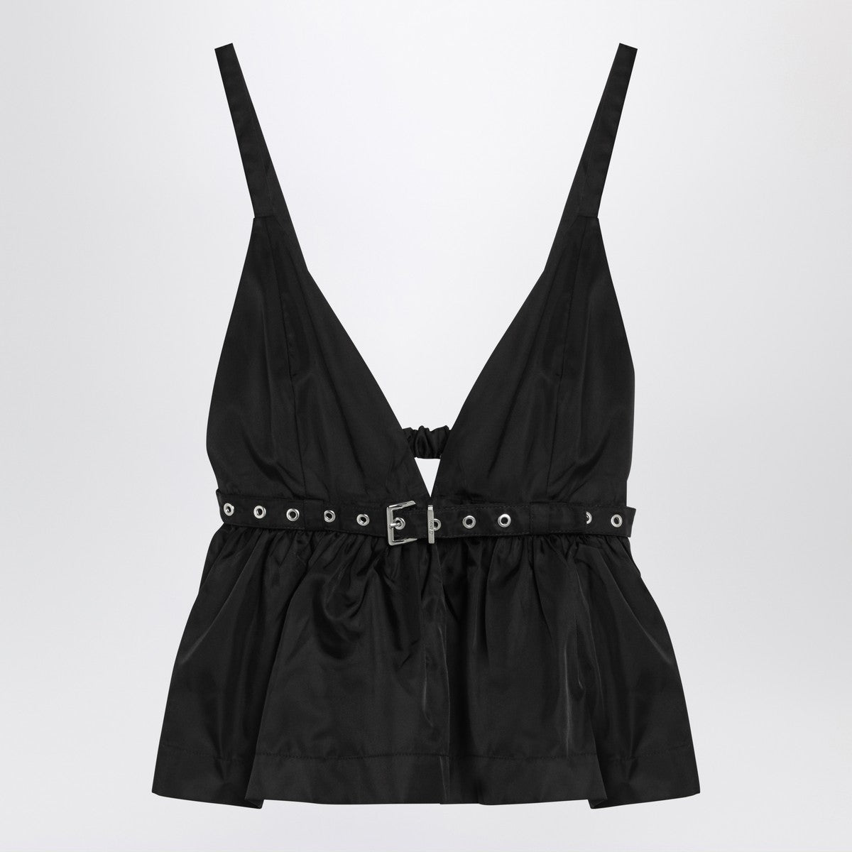 Ganni GANNI Black duchesse top with strap