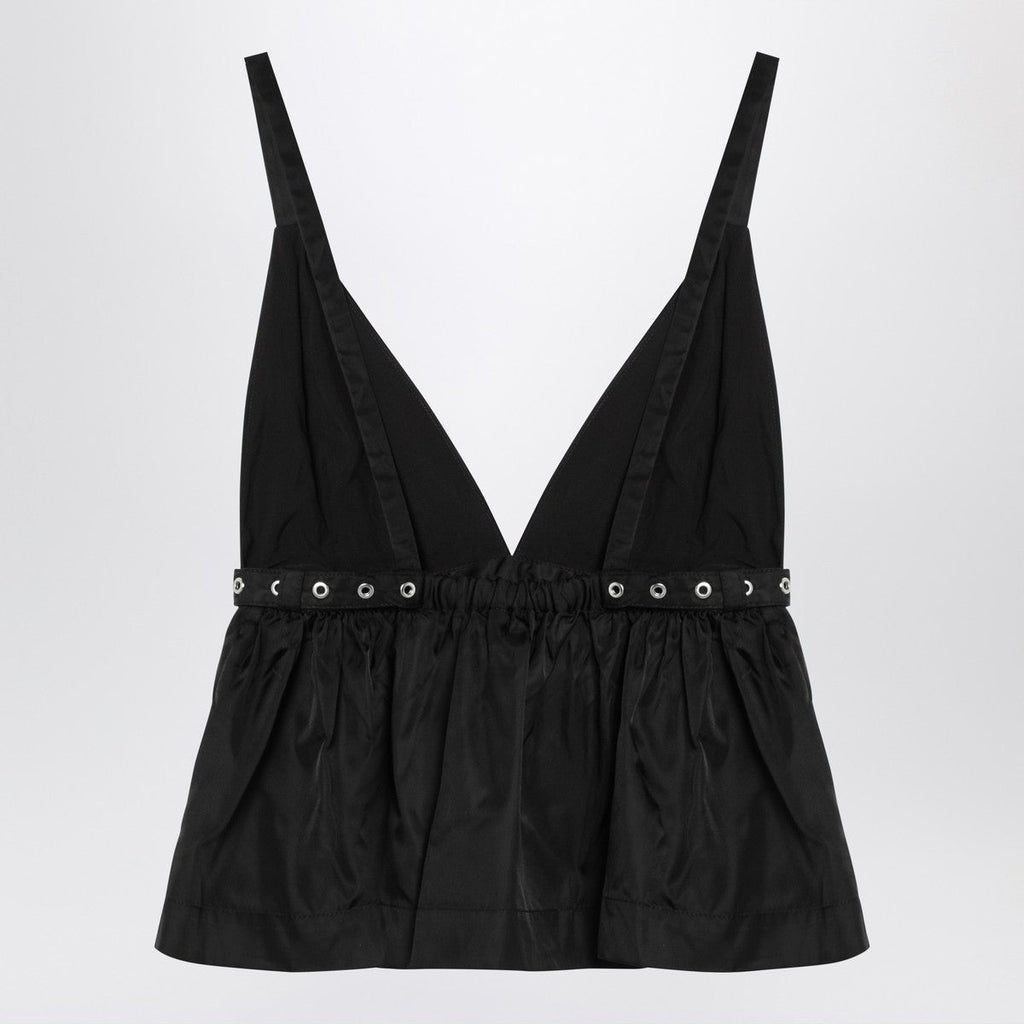 Ganni GANNI Black duchesse top with strap