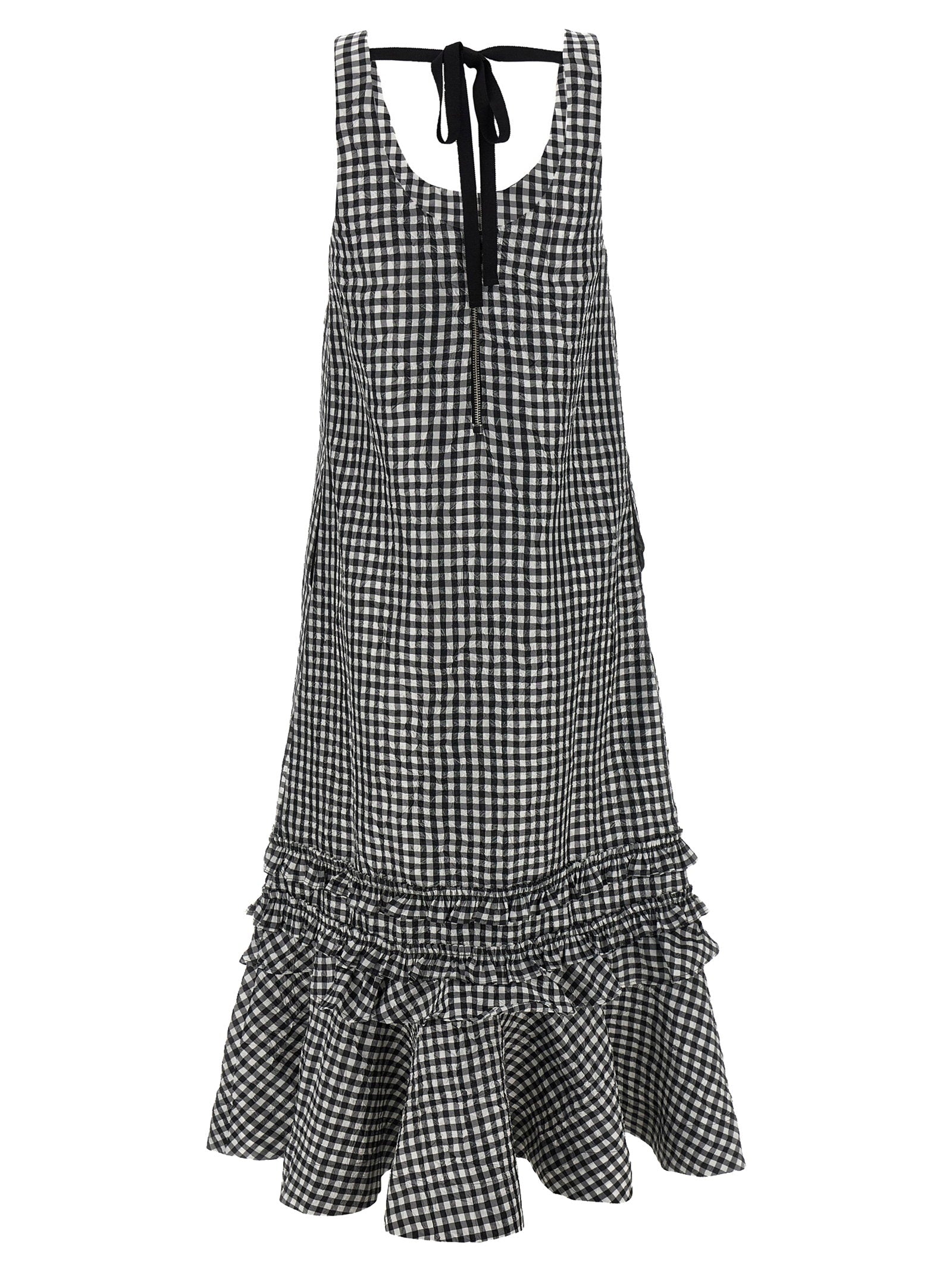 Ganni Ganni Crinkled Check Long Dress