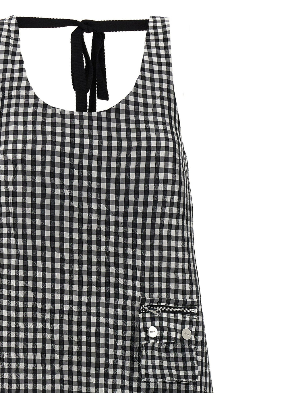 Ganni Ganni Crinkled Check Long Dress