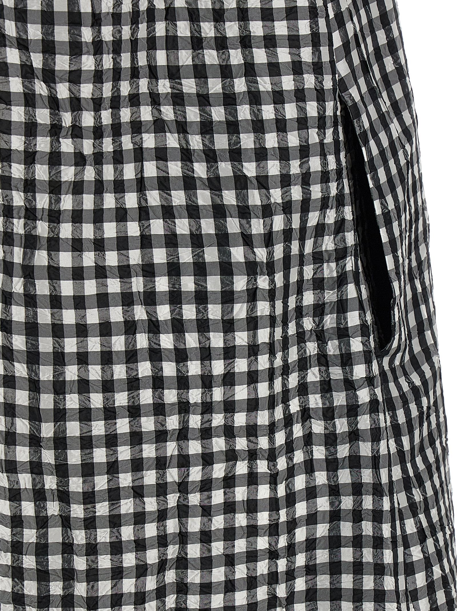 Ganni Ganni Crinkled Check Long Dress
