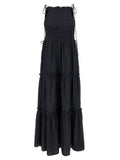 Ganni Ganni Black Smock Tie Dress