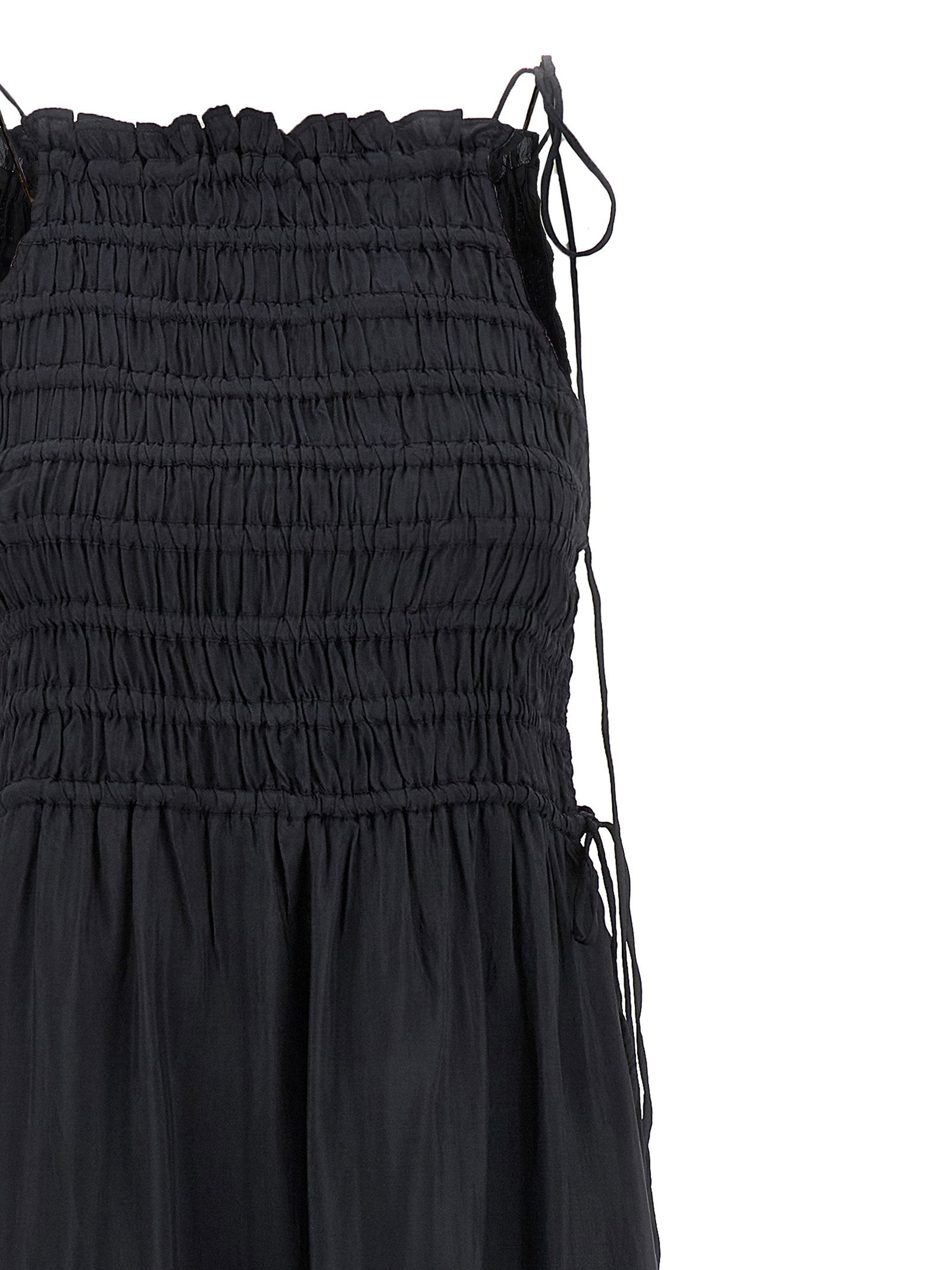 Ganni Ganni Black Smock Tie Dress