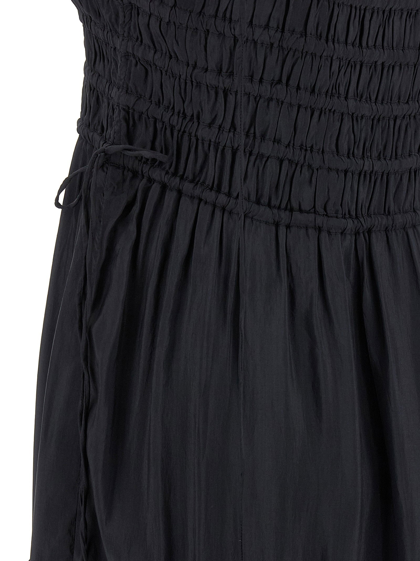 Ganni Ganni Black Smock Tie Dress