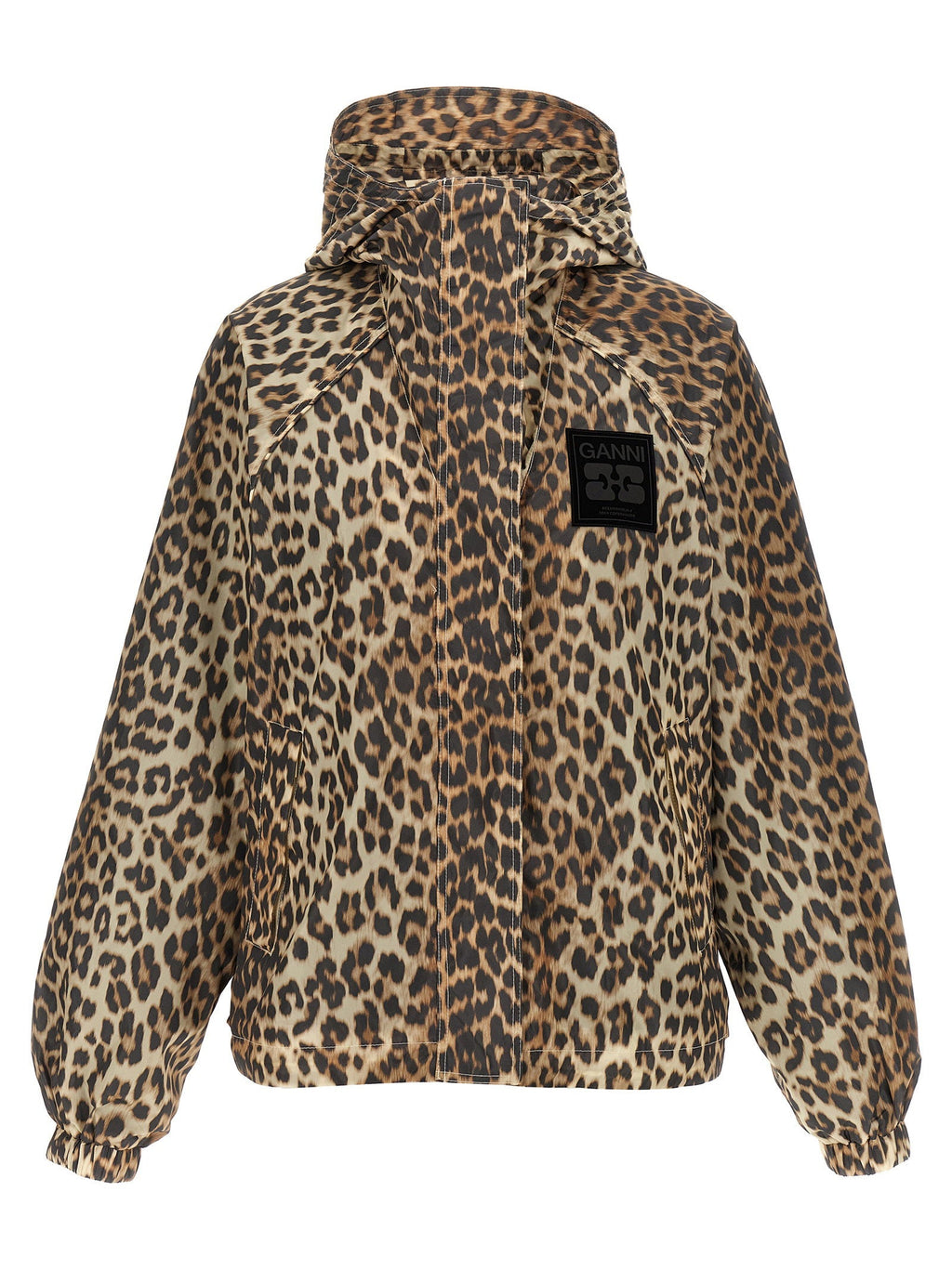 Ganni Ganni Leopard Print Nylon Windbreaker