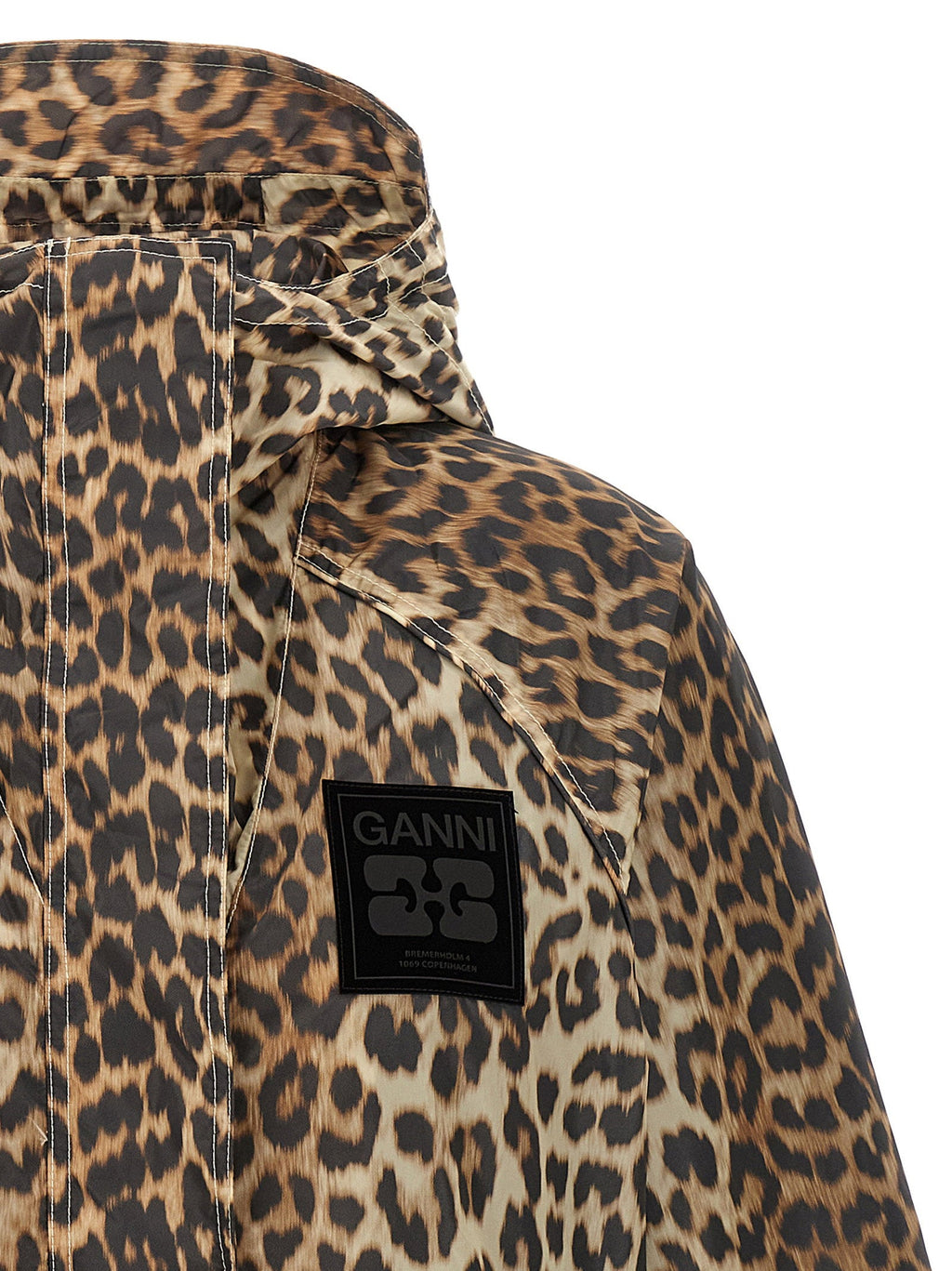 Ganni Ganni Leopard Print Nylon Windbreaker